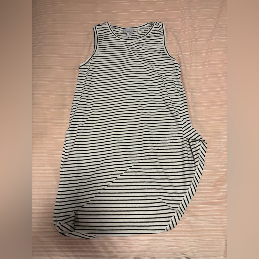 KINLY Black and White Striped Tank Top, Size S